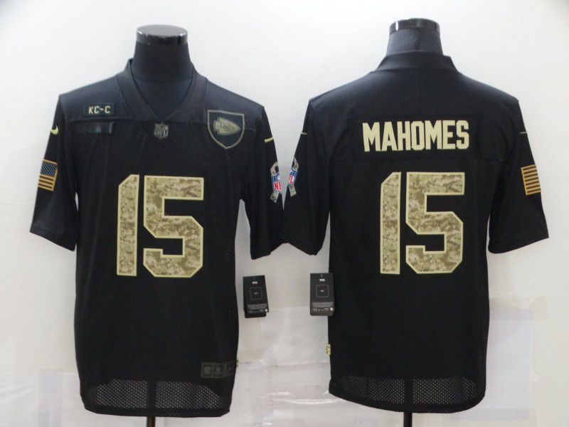 Men Kansas City Chiefs #15 Mahomes Black camo Lettering 2020 Nike NFL Jersey